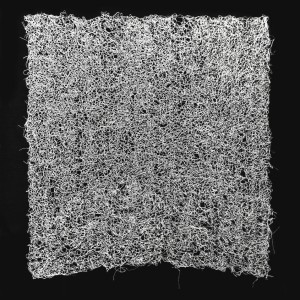 “In between”, 2015, Series: Untitled, Embroidered by hand with silver thread, 59 x 59 cm.