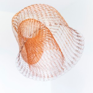 “Untitled I” (detail), 2015, Series: Untitled, Copper wire knitted by hand with loom, Variable Dimensions, 220 x 30 cm.