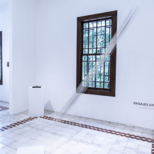 “Spaces in between I”, 2018, Paisajes utópicos series, Interlocked staples, 250 x 300 cm (chain length)