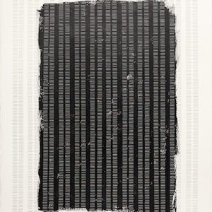 “Proceso V”, 2013, Procesos series, Staples glued on paper and black acrylic paint, 57 x 76 cm