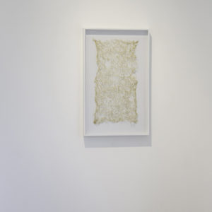 “Sin Título”, 2016, Serie: Sin Título, Bordado a mano con hilo de plata y transparente, 30 x 60 cm.