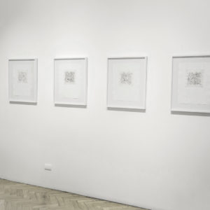 “Sin Titulo I, II, III, IV”, 2017, Serie: Paisajes Blancos, Grabado: Punta Seca sobre papel de algodón, 34 x 43 cm.
