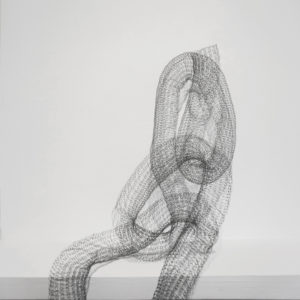 “Sin Titulo V”, 2017, Serie: Sin Titulo, Metal tejido a mano con telar, Dimensiones variables, 30 x 100 cm. (9cm diámetro)