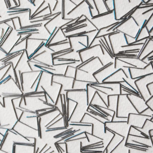 “Proceso II” (detail), 2012, Procesos series, Staples glued on paper, 57 x 76 cm